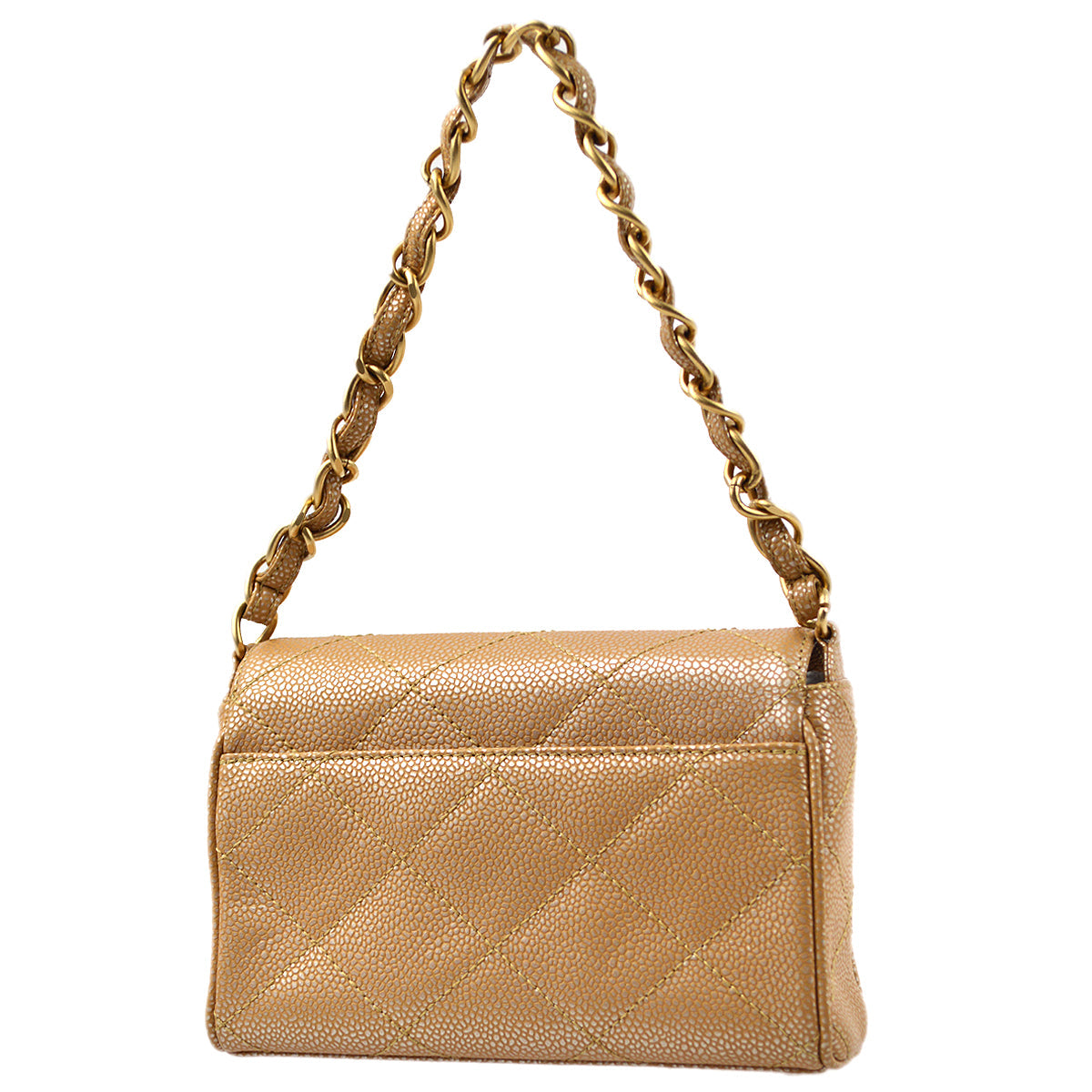 Chanel 2000-2001 Beige Caviar Chain Handbag 18