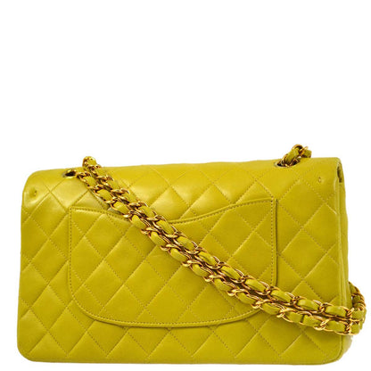 Chanel * 1997-1999 Green Lambskin Medium Classic Double Flap Shoulder Bag