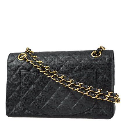 Chanel 2001-2003 Black Caviar Small Classic Double Flap Shoulder Bag