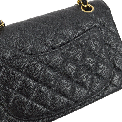 Chanel 2001-2003 Black Caviar Small Classic Double Flap Shoulder Bag