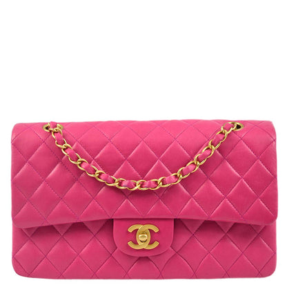 Chanel * 2000-2001 Pink Lambskin Medium Classic Double Flap Shoulder Bag