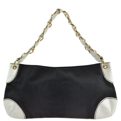 Chanel 2003-2004 Canvas Calfskin Chain Shoulder Bag