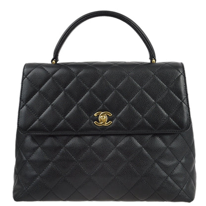 Chanel 2001-2003 Black Caviar Top Handle Handbag