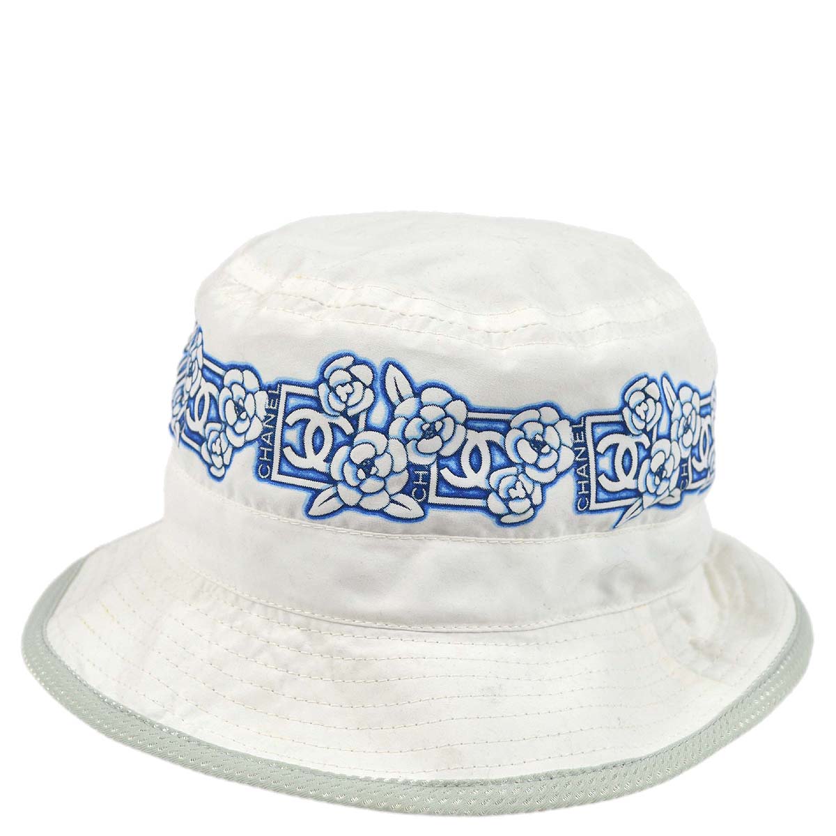 Chanel White Sport Line Bucket Hat #M Small Good