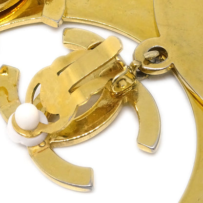 Chanel Hoop Dangle Earrings Clip-On Gold