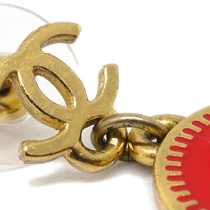 Chanel Star Dangle Piercing Earrings Red 01P