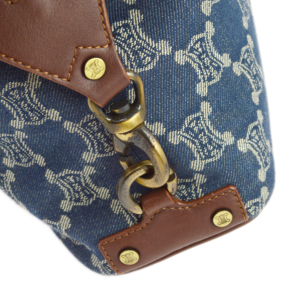 Celine Blue Denim Macadam Handbag