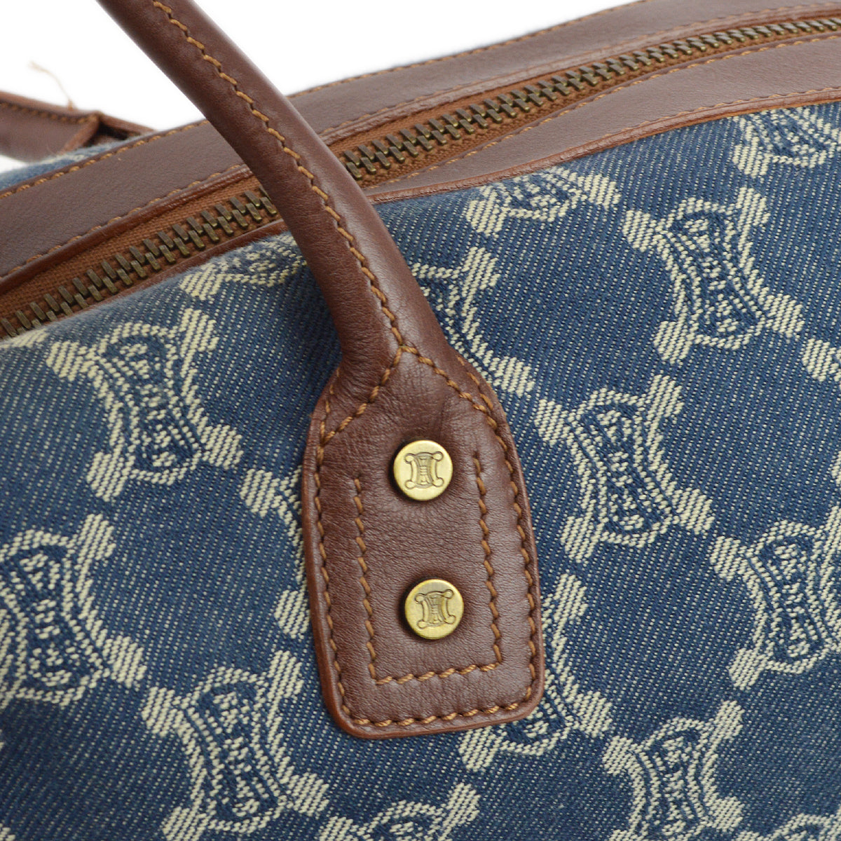 Celine Blue Denim Macadam Handbag