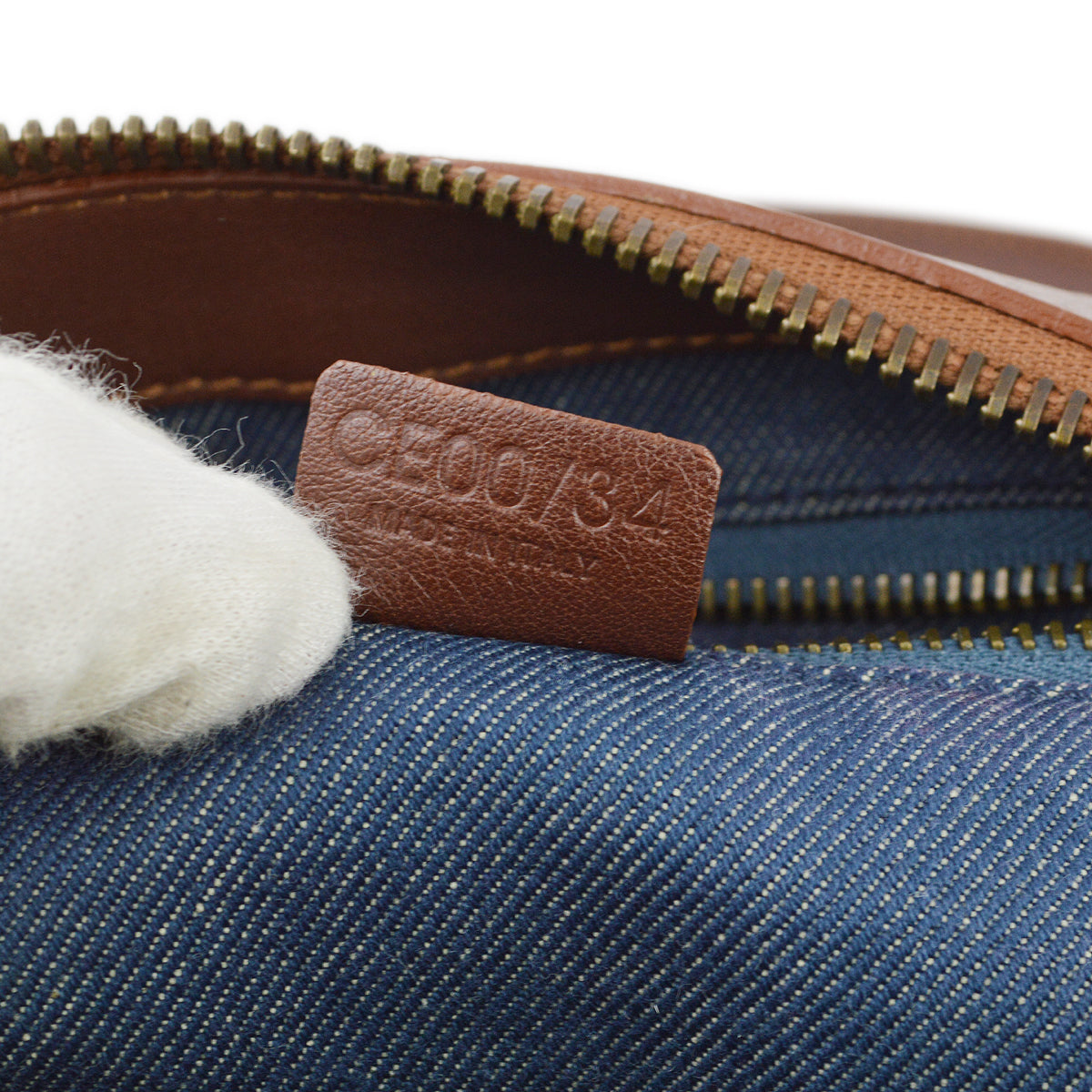 Celine Blue Denim Macadam Handbag