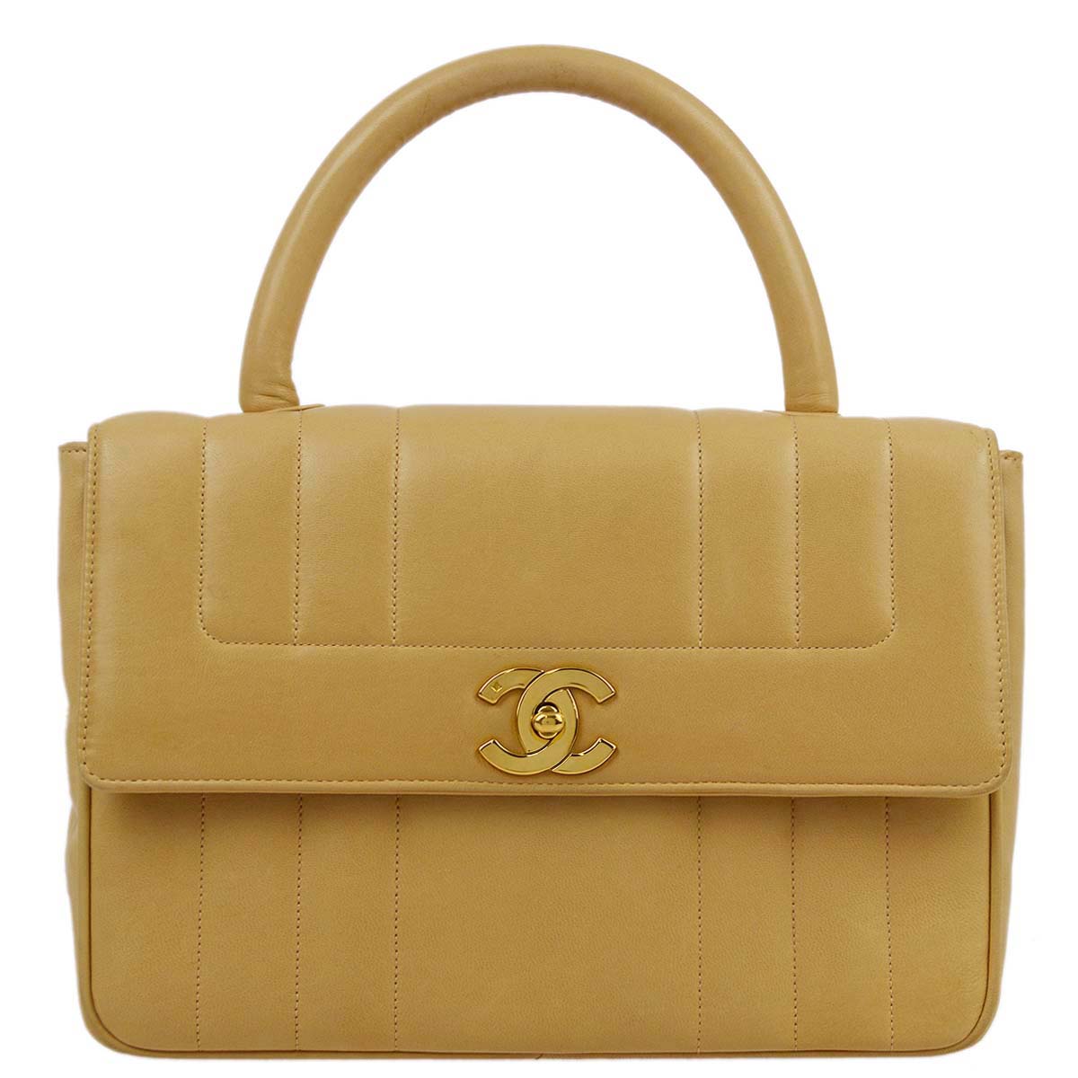 Chanel 1994-1996 Beige Lambskin Mademoiselle Handbag