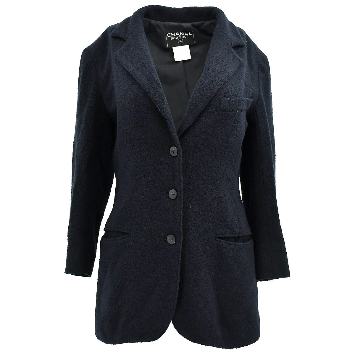 Chanel Single Breasted Jacket Black 98P #38