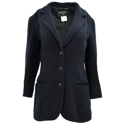 Chanel Single Breasted Jacket Black 98P #38