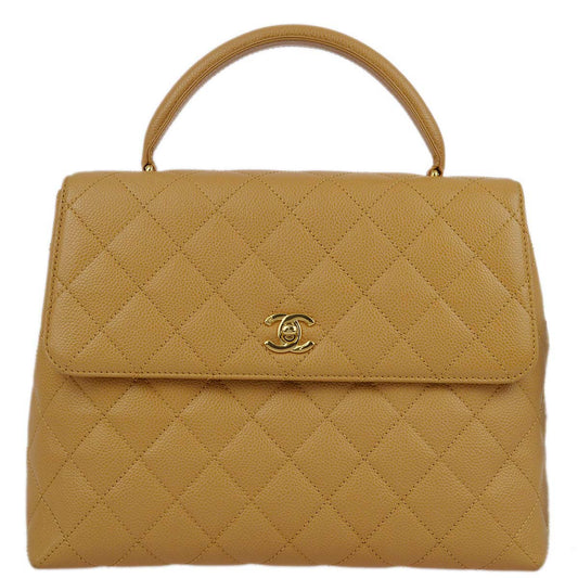Chanel 2003-2004 Beige Caviar Kelly Handbag