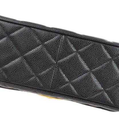 Chanel 1994-1996 Black Caviar Straight Flap Chain Shoulder Bag