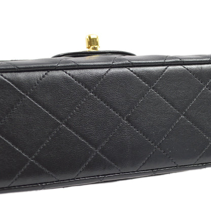 Chanel 1997-1999 Black Lambskin Small Classic Double Flap Shoulder Bag