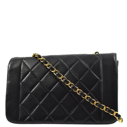 Chanel 1991-1994 Black Lambskin Small Diana Shoulder Bag