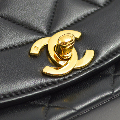 Chanel 1991-1994 Black Lambskin Small Diana Shoulder Bag