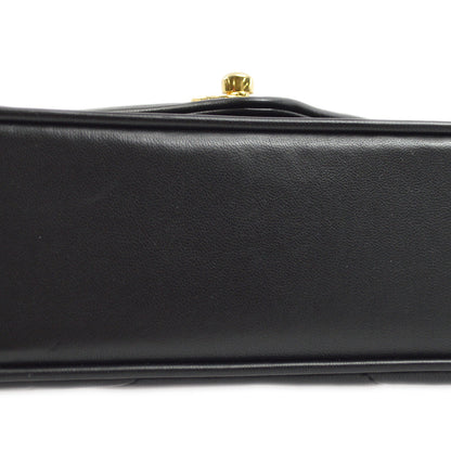 Chanel 1991-1994 Black Lambskin Chevron Chain Shoulder Bag