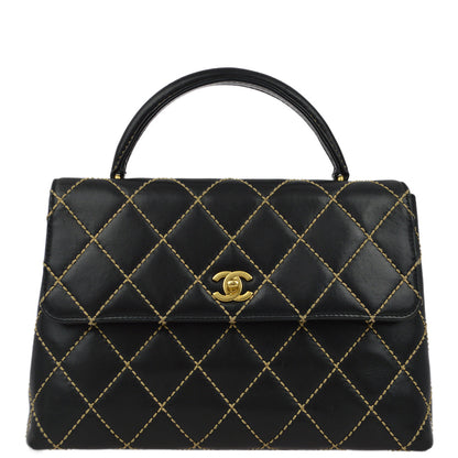 Chanel 2004-2005 Black Calfskin Wild Stitch Kelly Handbag