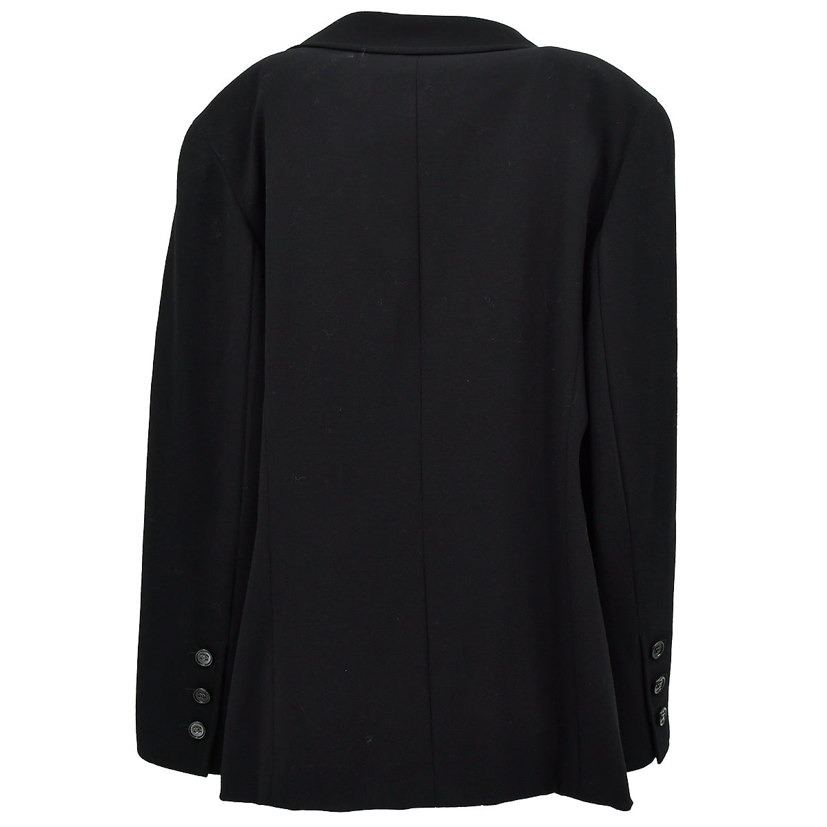 Chanel Double Breasted Jacket Black 97P #46