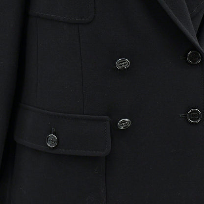Chanel Double Breasted Jacket Black 97P #46