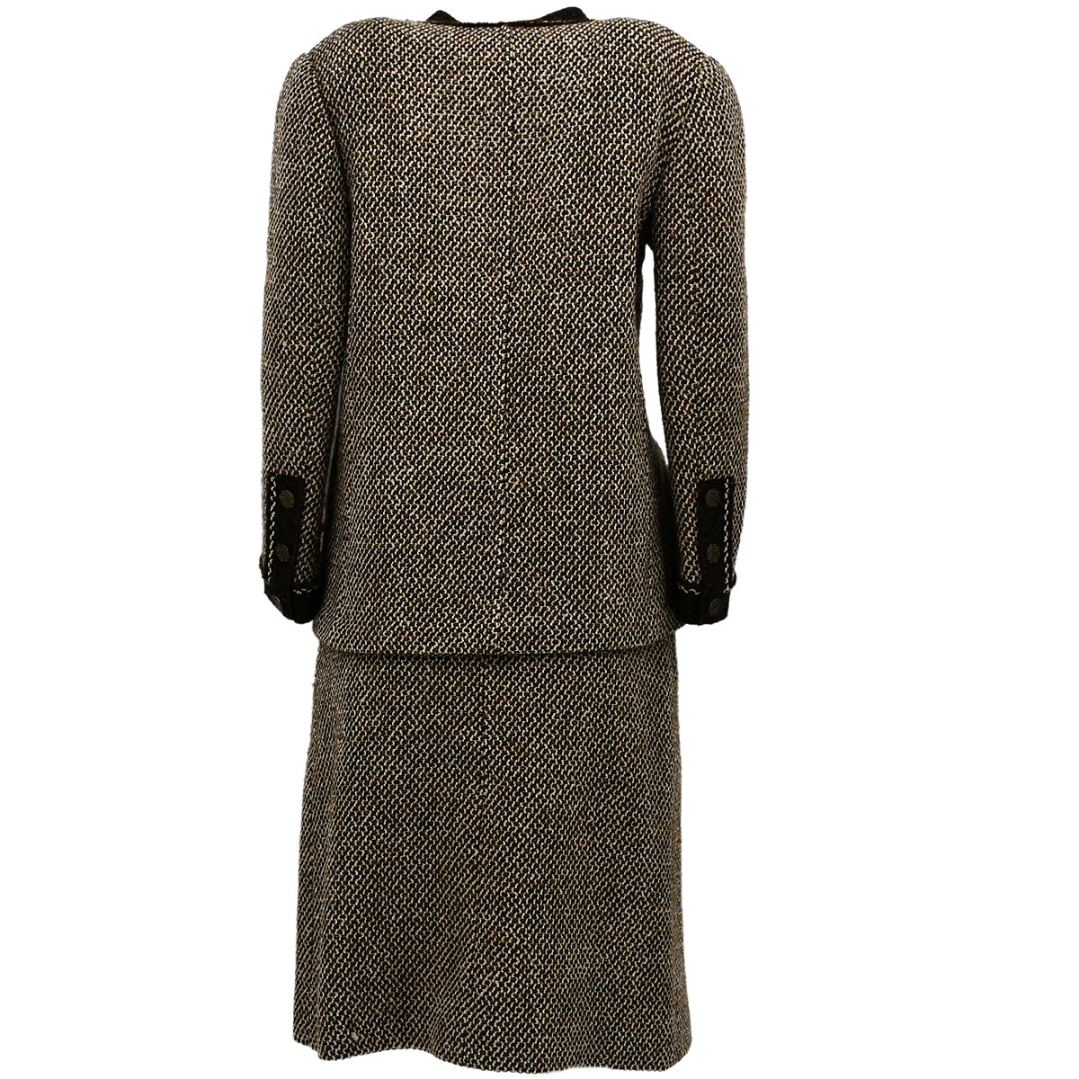 Chanel Setup Suit Jacket Skirt Brown 98A #36