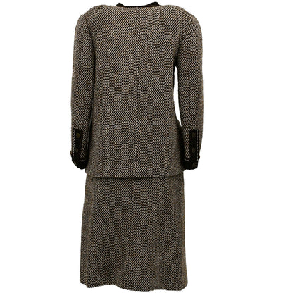 Chanel Setup Suit Jacket Skirt Brown 98A #36