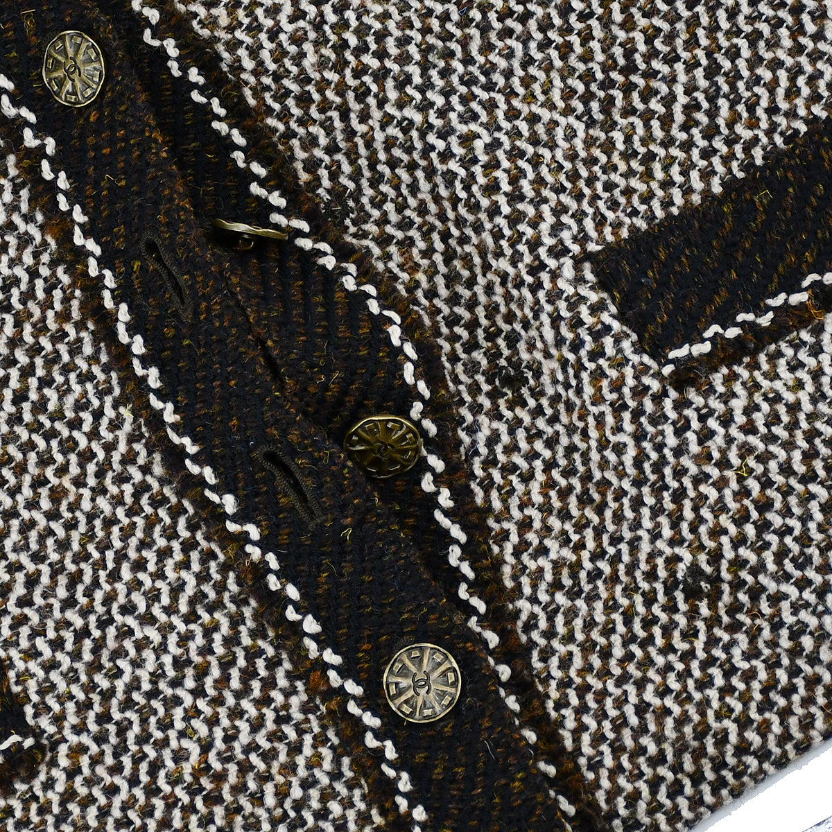 Chanel Setup Suit Jacket Skirt Brown 98A #36