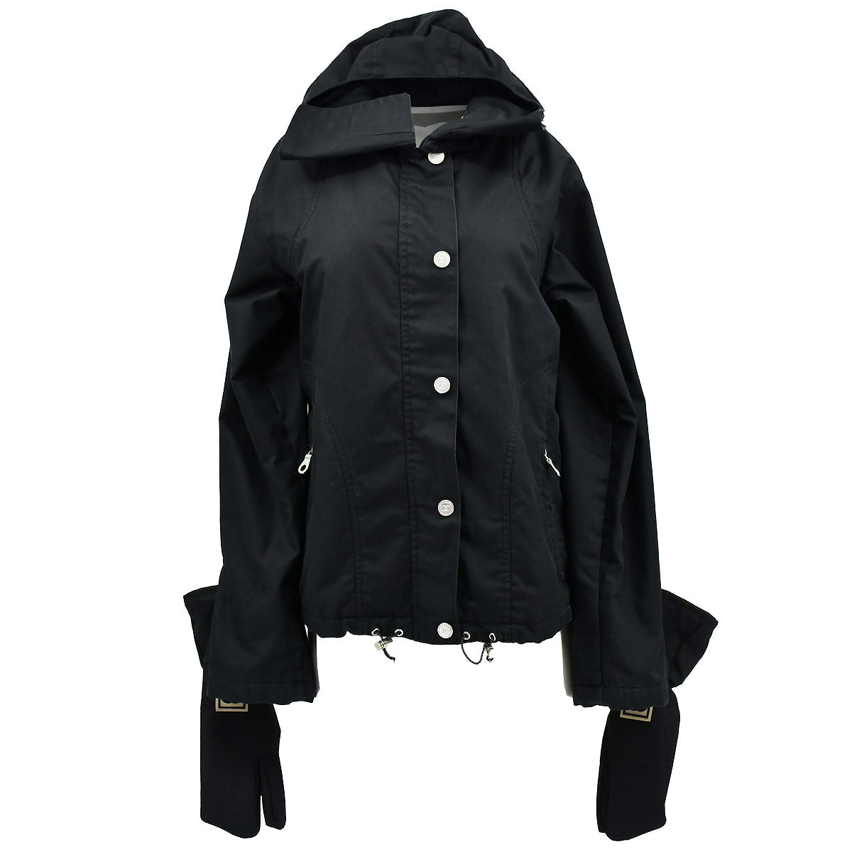Chanel Sport Line Zip Up Hooded Jacket Black 02A #40
