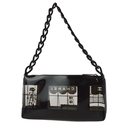 Chanel 2003-2004 Black Vinyl Window Chain Shoulder Bag