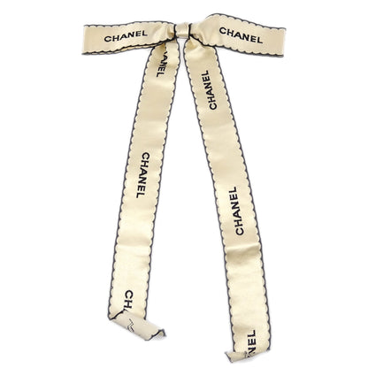 Chanel Bow Brooch Pin White