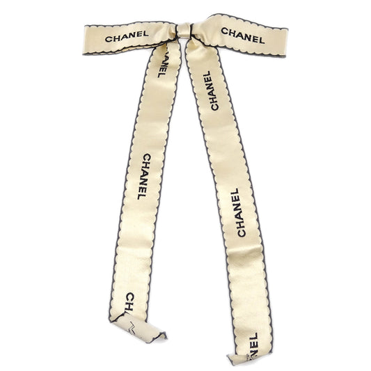 Chanel Bow Brooch Pin White