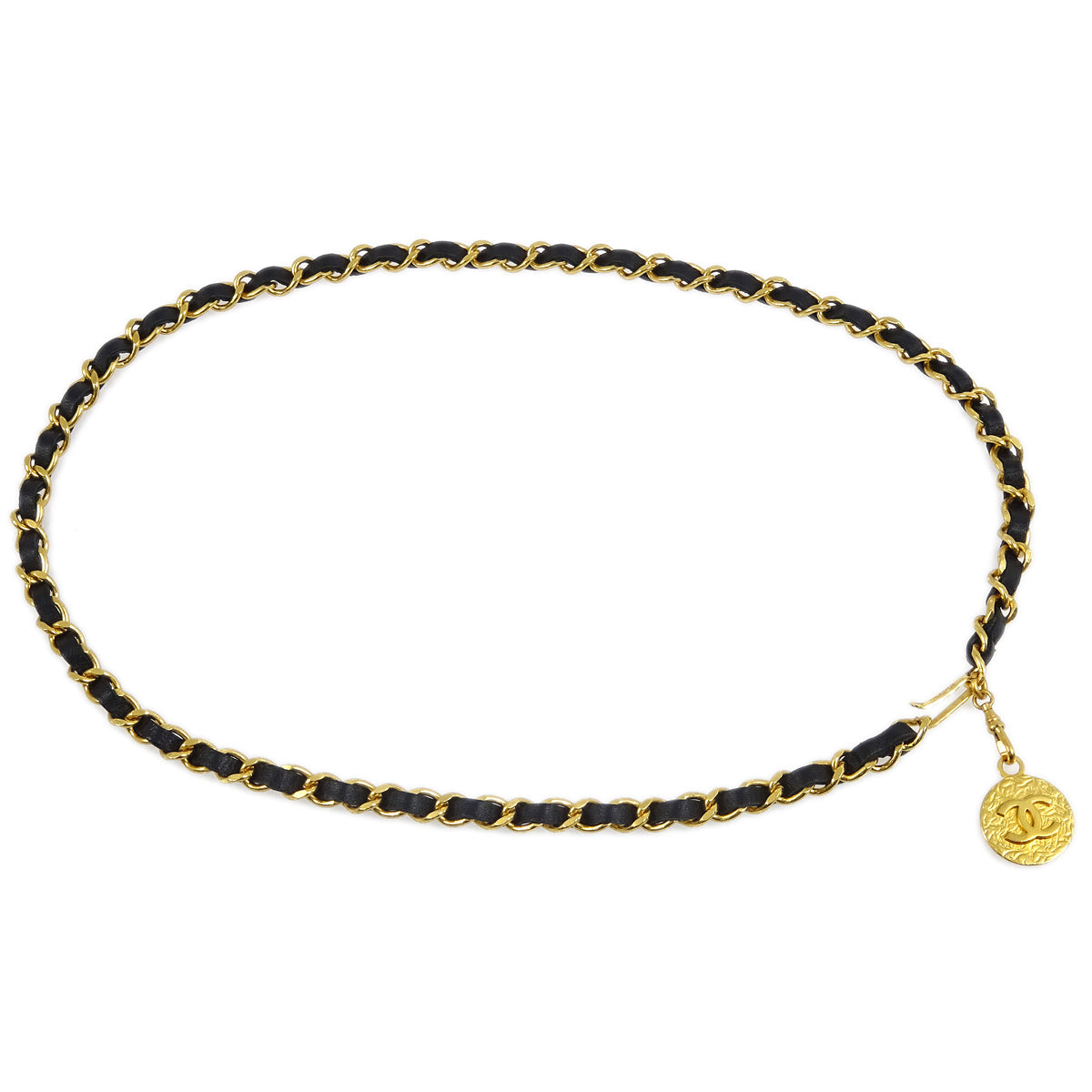 Chanel Medallion Chain Belt Black 1982 Small Good