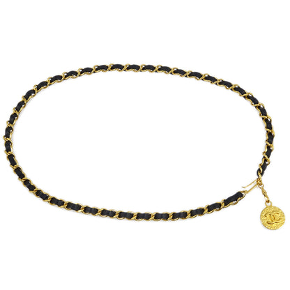 Chanel Medallion Chain Belt Black 1982 Small Good