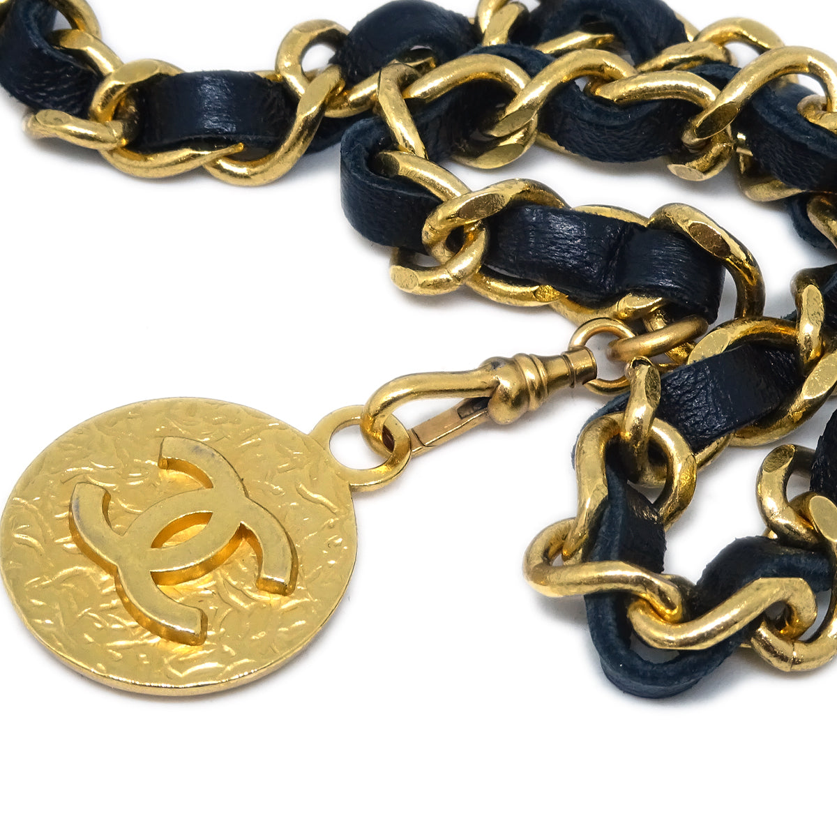 Chanel Medallion Chain Belt Black 1982 Small Good