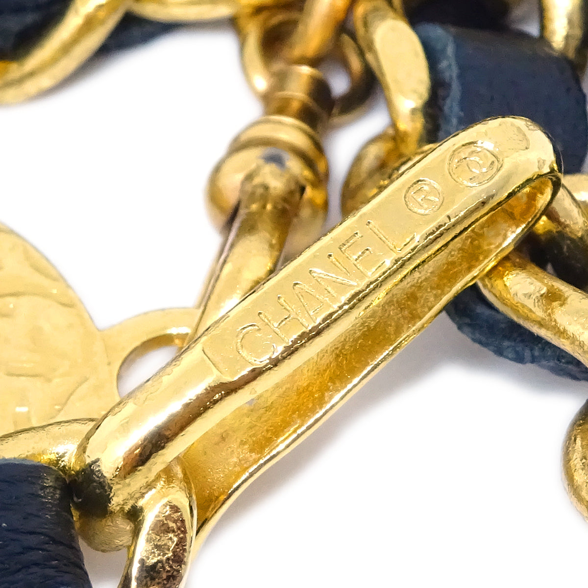 Chanel Medallion Chain Belt Black 1982 Small Good