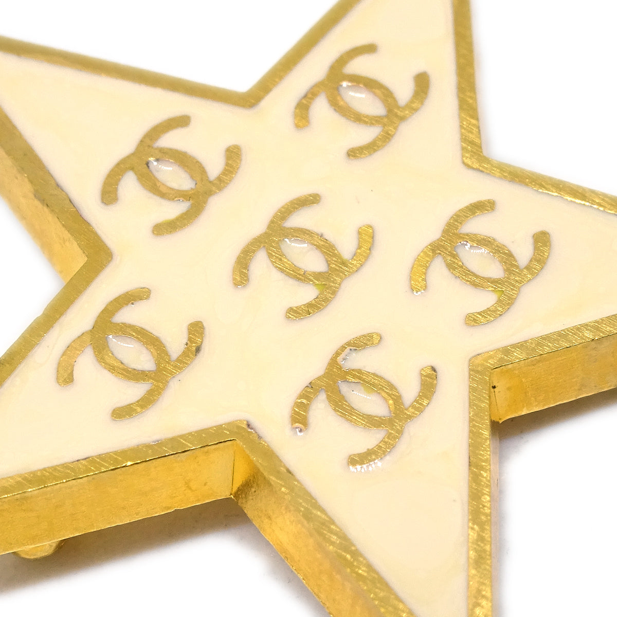 Chanel Star Brooch Pin White 01P