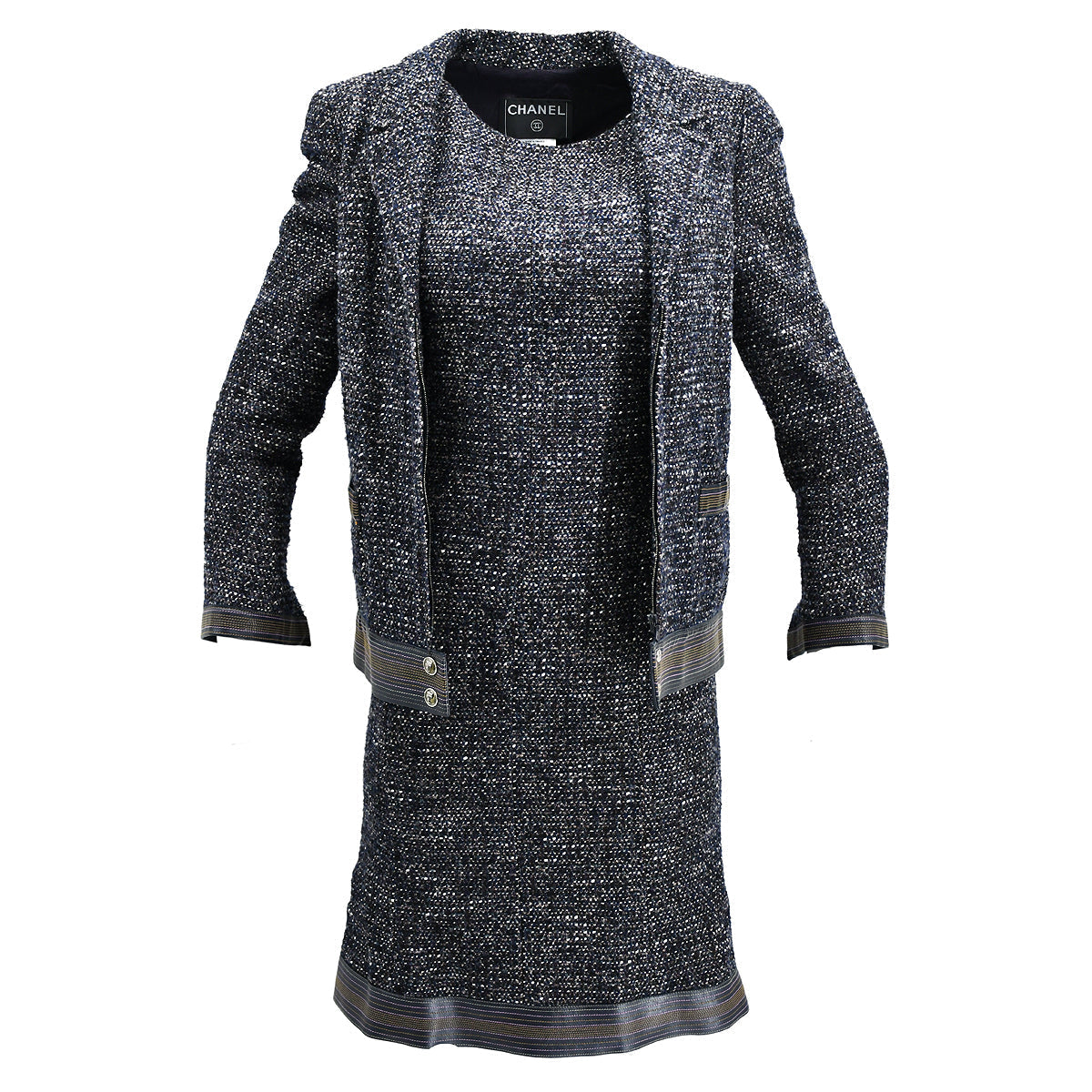 Chanel Setup Suit Jacket Dress Navy 04A #36