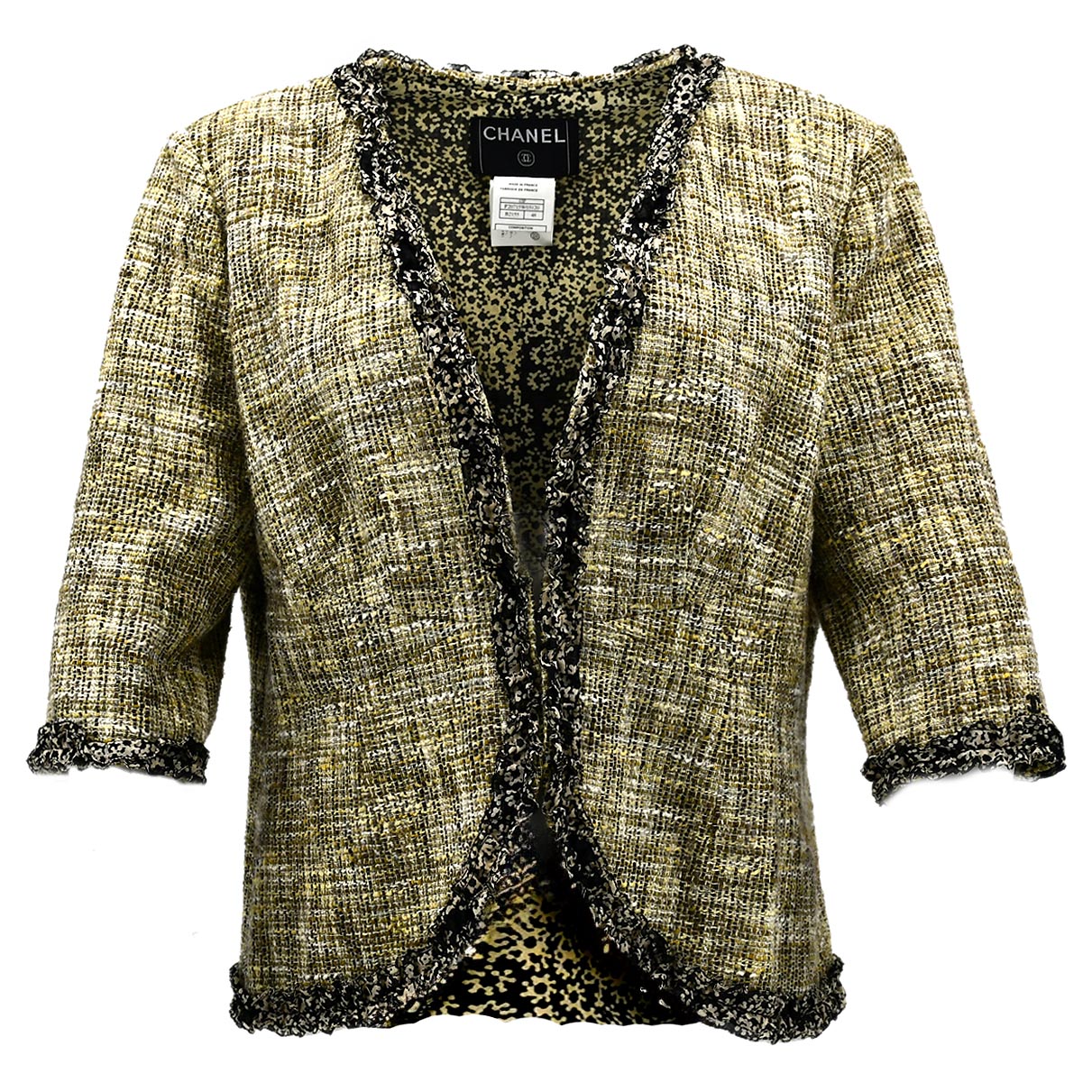 Chanel Collarless Jacket Beige 03P #48
