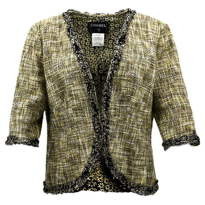 Chanel Collarless Jacket Beige 03P #48