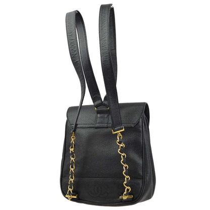 Chanel 1996-1997 Black Caviar Triple CC Backpack