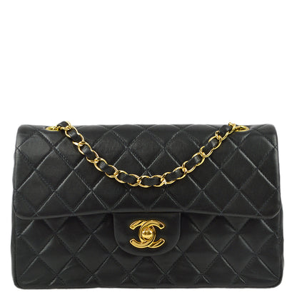 Chanel 2000-2001 Black Lambskin Small Classic Double Flap Shoulder Bag