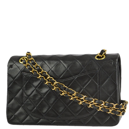 Chanel 1997-1999 Black Lambskin Small Classic Double Flap Shoulder Bag