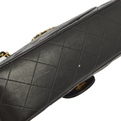 Chanel 1997-1999 Black Lambskin Small Classic Double Flap Shoulder Bag