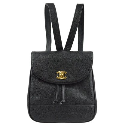 Chanel 1996-1997 Black Caviar Triple CC Backpack