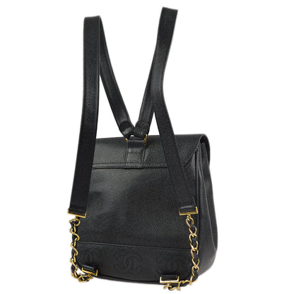 Chanel 1996-1997 Black Caviar Triple CC Backpack