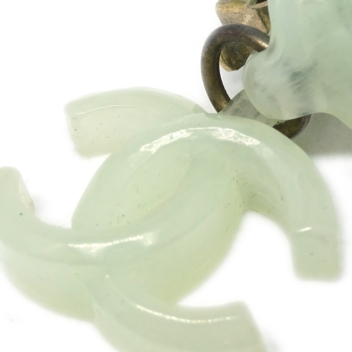 Chanel Dangle Earrings Clip-On Light Green 02P
