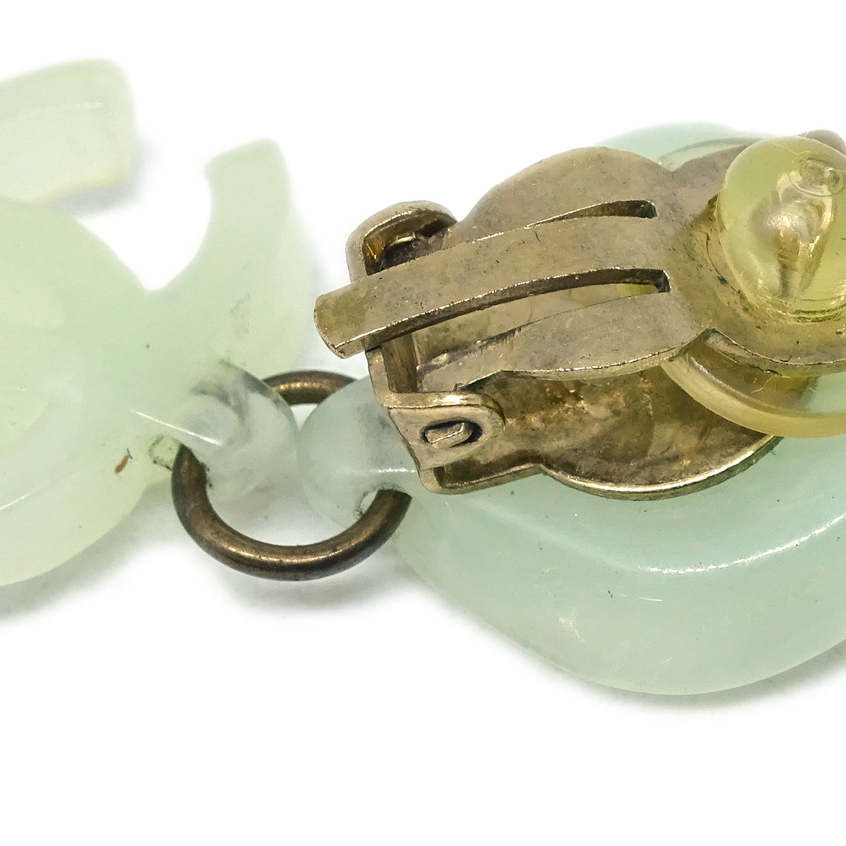Chanel Dangle Earrings Clip-On Light Green 02P