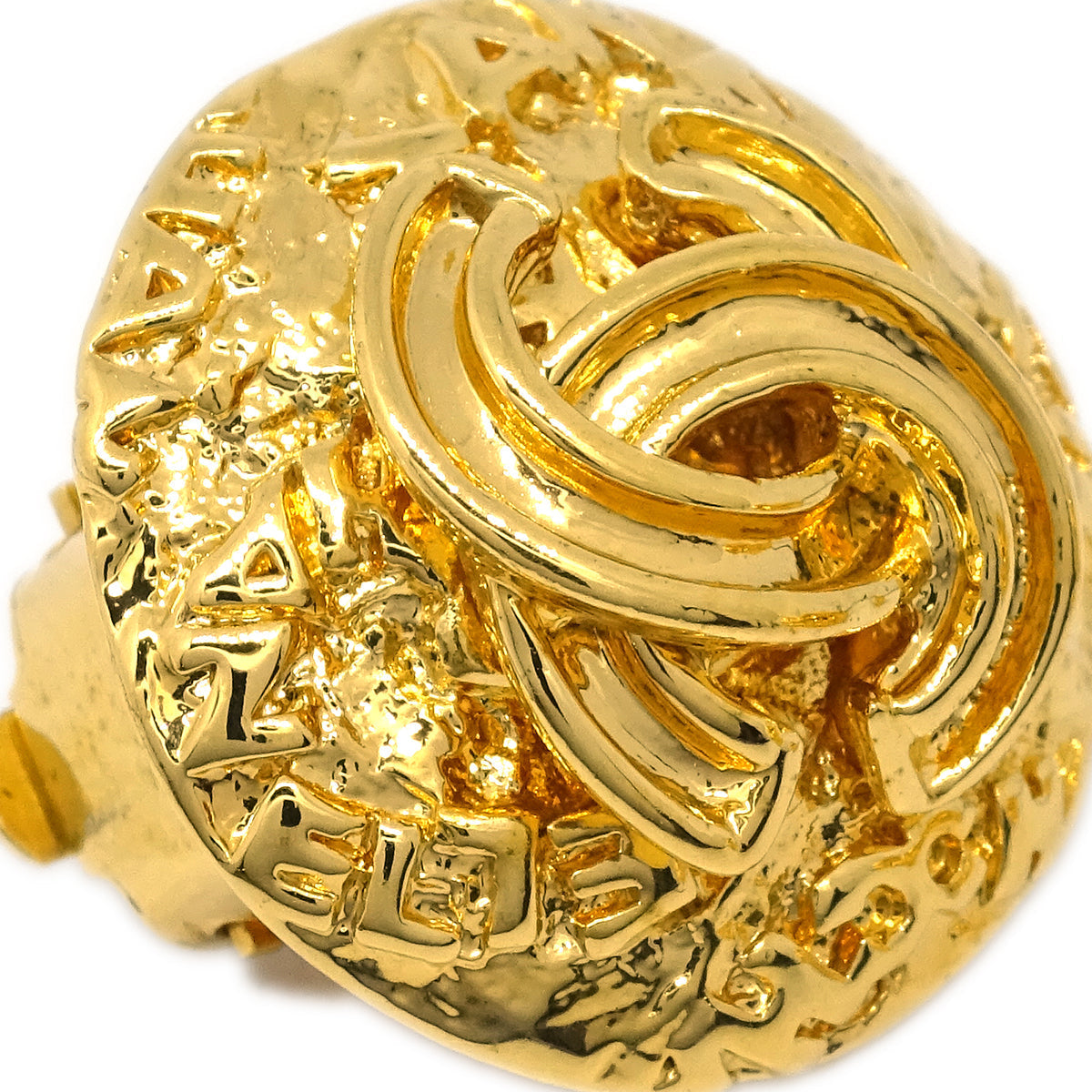 Chanel Button Earrings Clip-On Gold 95A