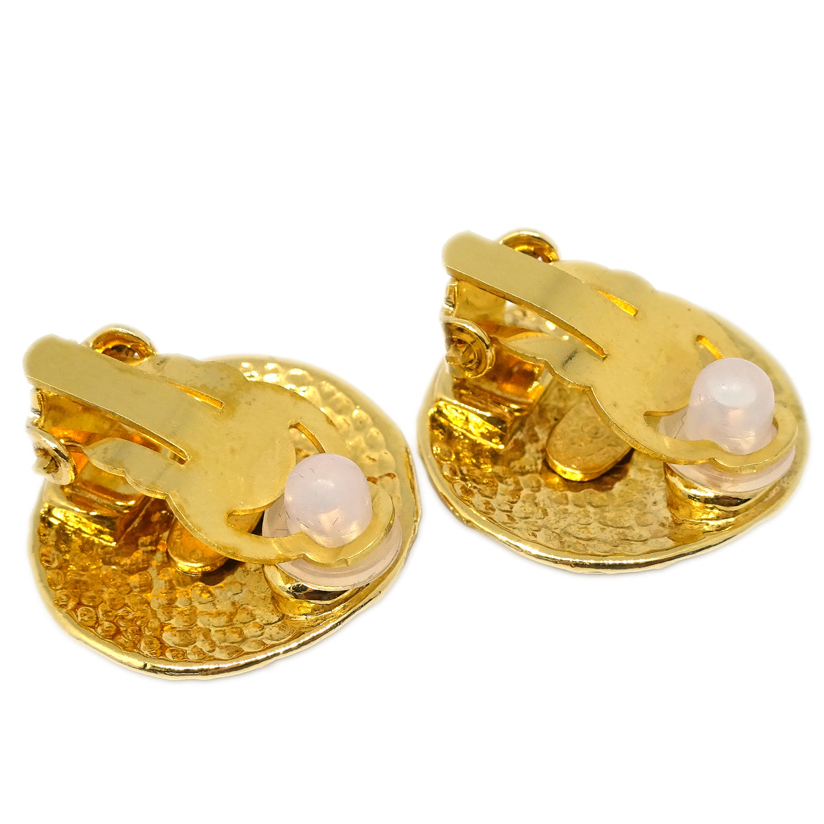 Chanel Button Earrings Clip-On Gold 95A